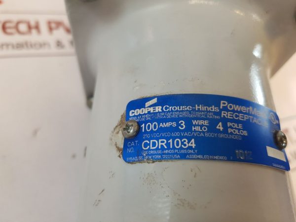 Cooper Crouse-hinds Cdr1034 Powermate Receptacle