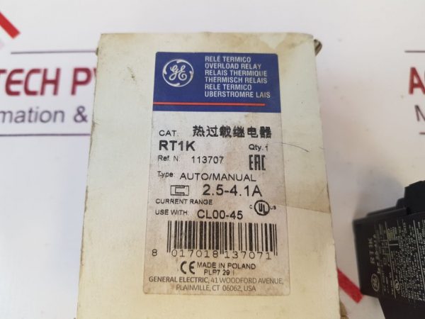 General Electric Rt1k Overload Relay