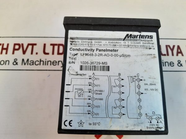 MARTENS LF9648-3-2R-AO-0-00-µS/CM CONDUCTIVITY PANELMETER