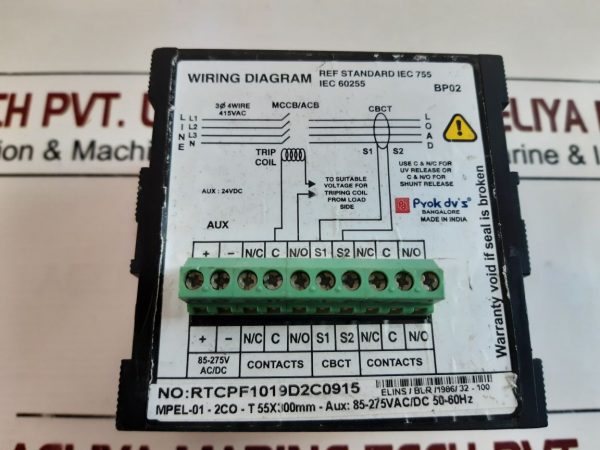 PROK DV’S MPEL 01 EARTH LEAKAGE RELAY 24VDC