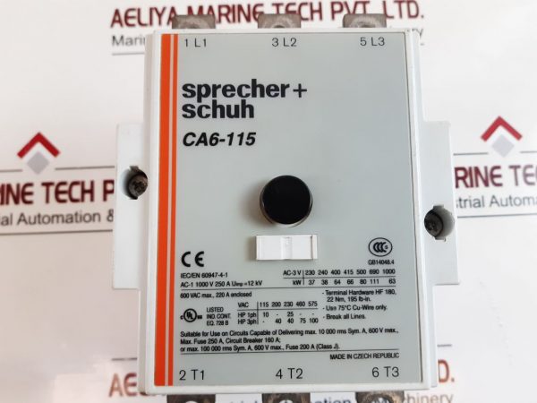 SPRECHER+SCHUH CA6-115 CONTACTOR 600 VAC