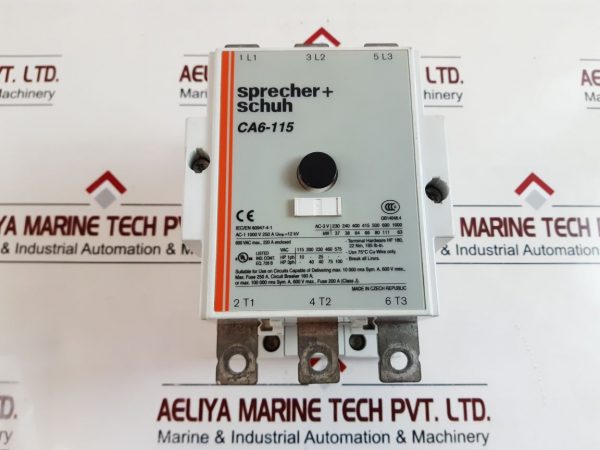 SPRECHER+SCHUH CA6-115 CONTACTOR 600 VAC