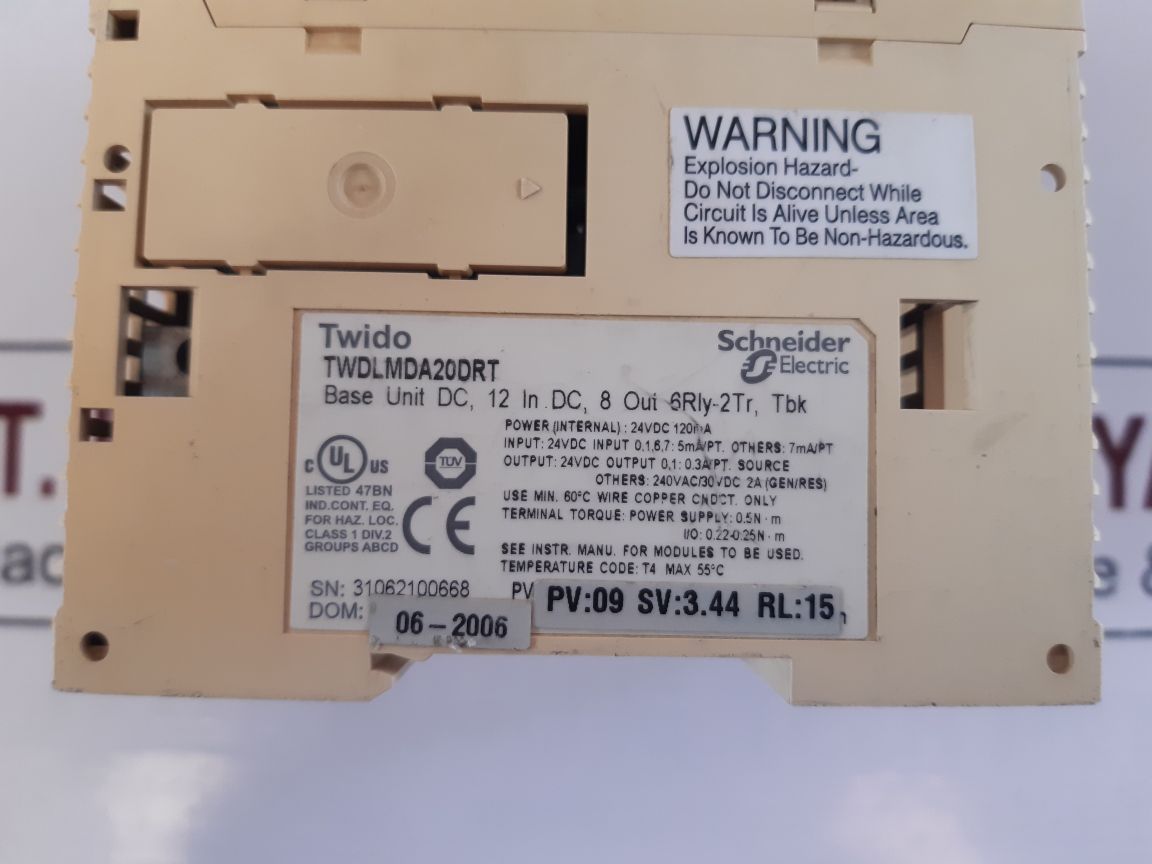 Telemecanique Schneider Electric Twdlmda20drt Twido Logic Module 24vdc