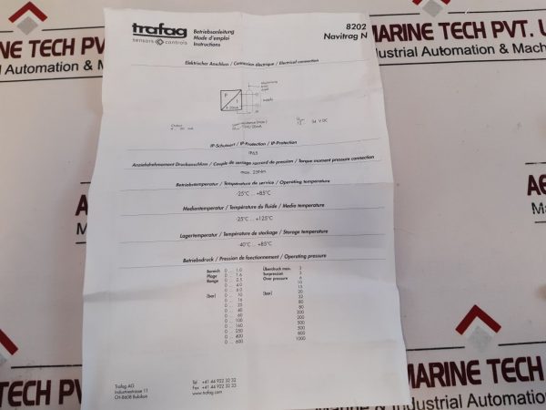 Trafag 8202.81.2210 Pressure Transmitter