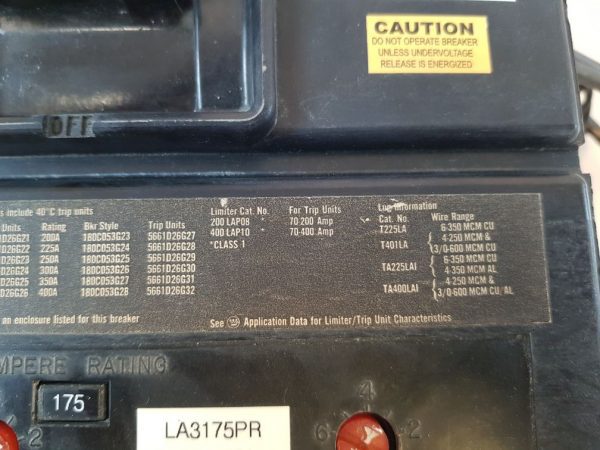 Westinghouse La3400prf 3 Pole Circuit Breaker