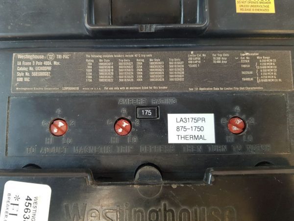 Westinghouse La3400prf 3 Pole Circuit Breaker