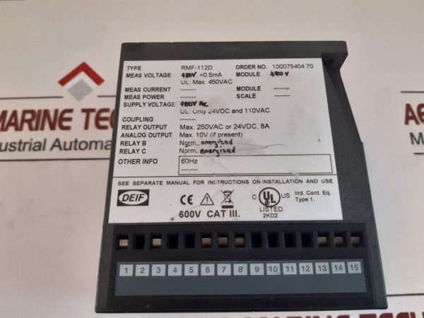 Deif Rmf-112d Frequency Relay