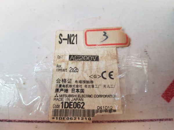Mitsubishi S-n21 Magnetic Contactor 200v