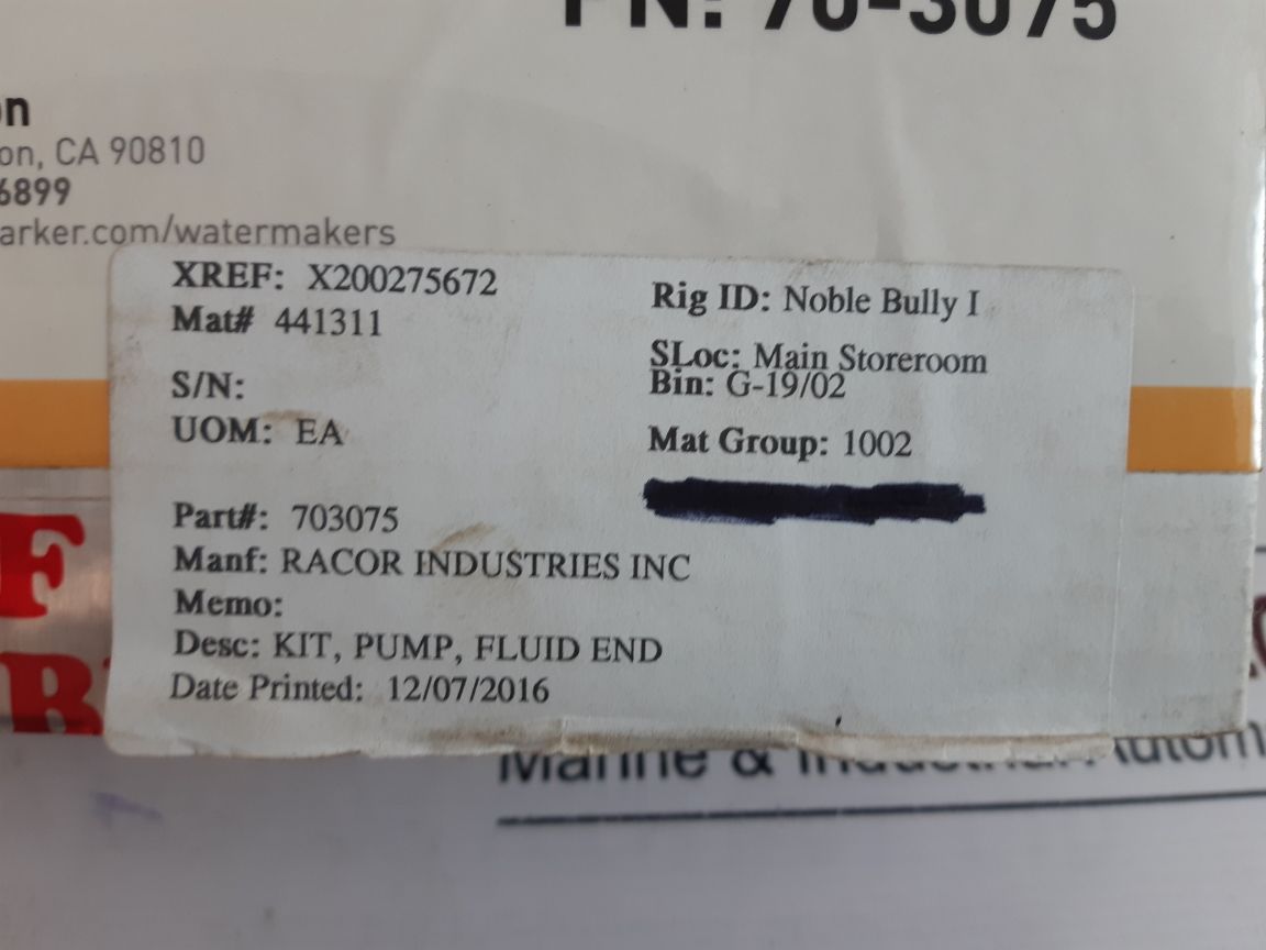 Parker 703075 Manifold Pump Kit - Image 16