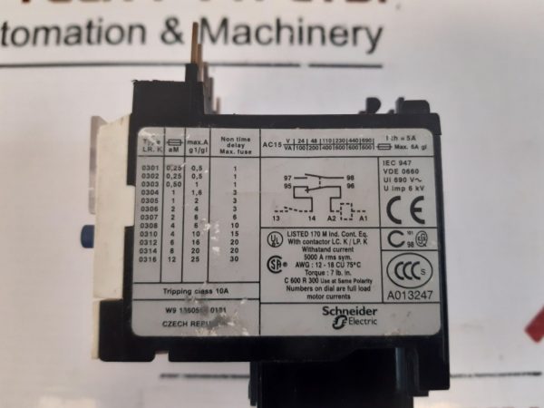 Telemecanique Schneider Lr2k0308 Thermal Overload Relay