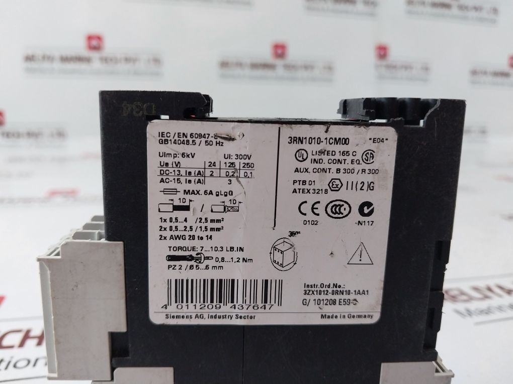 Siemens Sirius 3rn1010-1cm00 Thermistor Protection Relay - Aeliya Marine