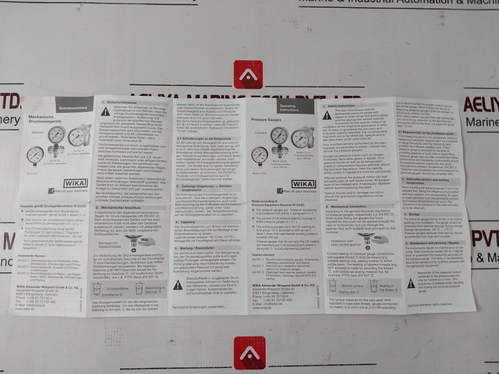 Wika En 837-1 Pressure Gauges 0 To 25 Bar - Image 13