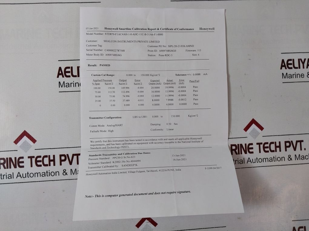 Honeywell Std870-f1ac4ah-1-0-ahc-11c-b-31a6-f1-0000 Smartline Pressure Transmitter - Image 27