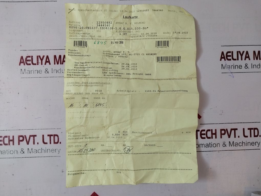 Hydac Huisman Equipment Gsv6-20-ce-1637 Pressure Relief Valve - Image 10