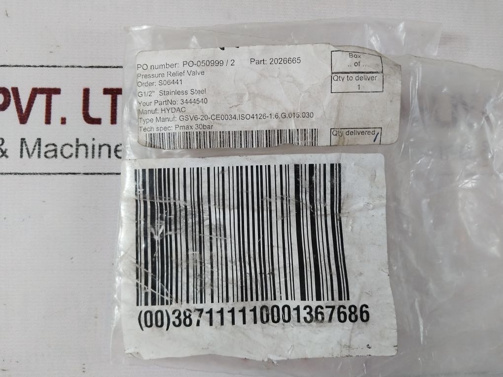 Hydac Huisman Equipment Gsv6-20-ce-1637 Pressure Relief Valve - Image 12