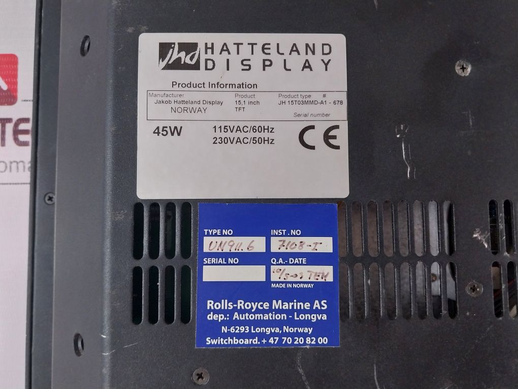 Rolls-royce Jh 15t03mmd-a1-678 15,1 Inch Tft Display (Not Working) - Image 8