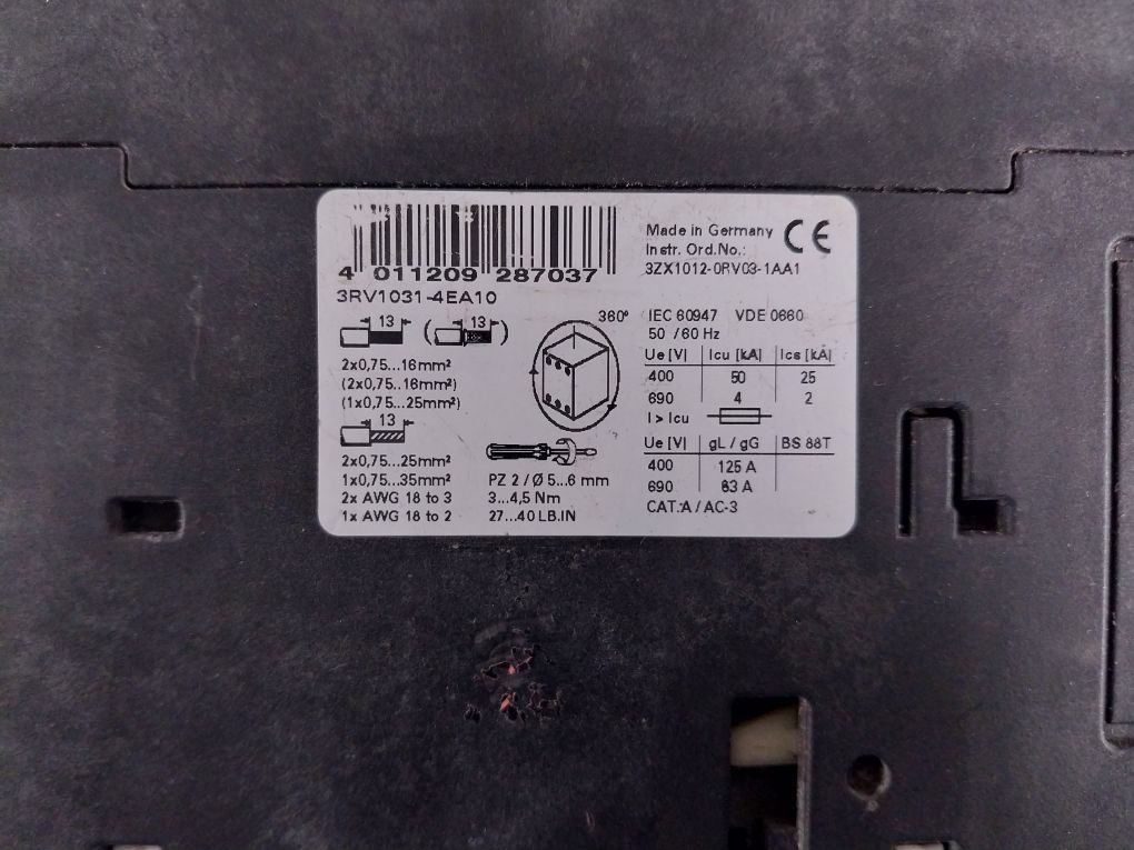 Siemens Sirius 3rv1031-4ea10 Circuit Breaker - Image 11
