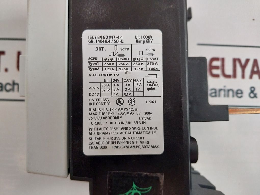 Siemens Sirius 3ru1146-4hb0 Thermal Overload Relay 1000v - Aeliya Marine