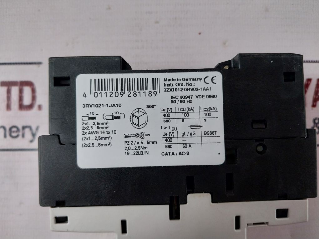 Siemens Sirius 3rv1021-1ja10 Circuit Breaker - Image 13