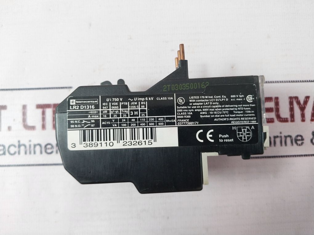 Telemecanique Lr2 D1316 Thermal Overload Relay - Image 9