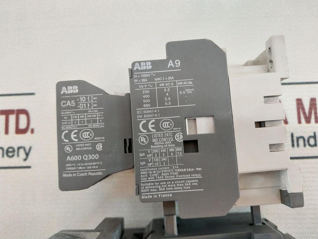 Abb A9 Contactor Auxiliary Contact Block With Ca5-01 With Ta25 Du Thermal Overload Relay - Image 11