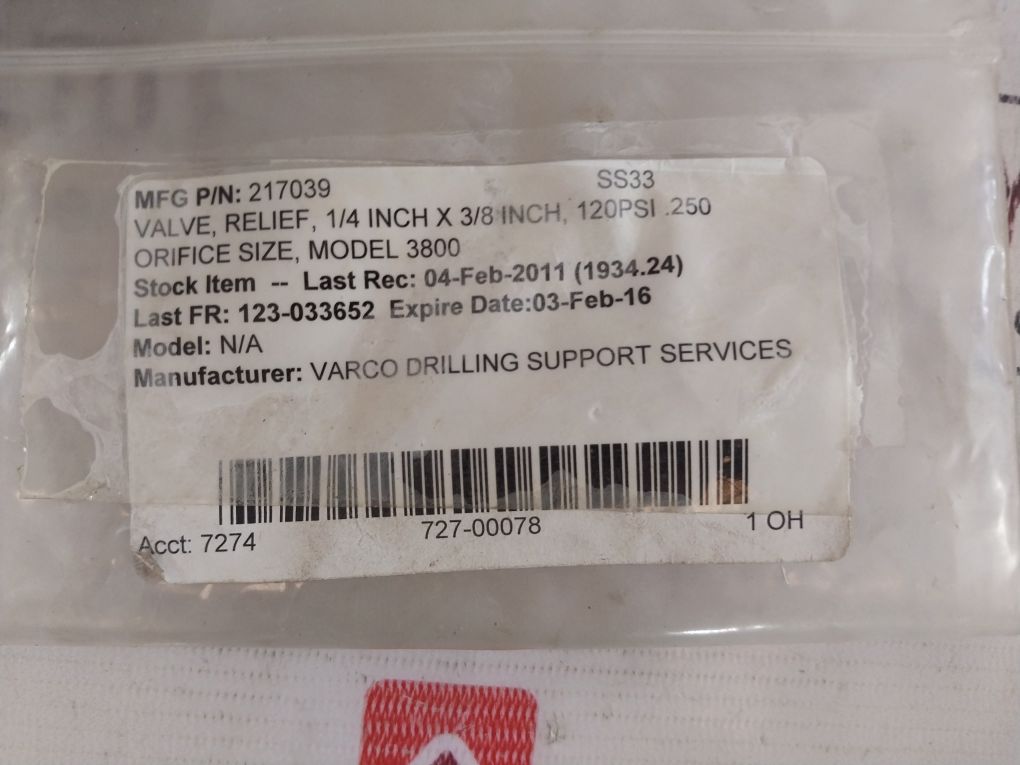 Fluid Mechanics Varco Drilling 382002110 Safety Relief Valve Aeliya