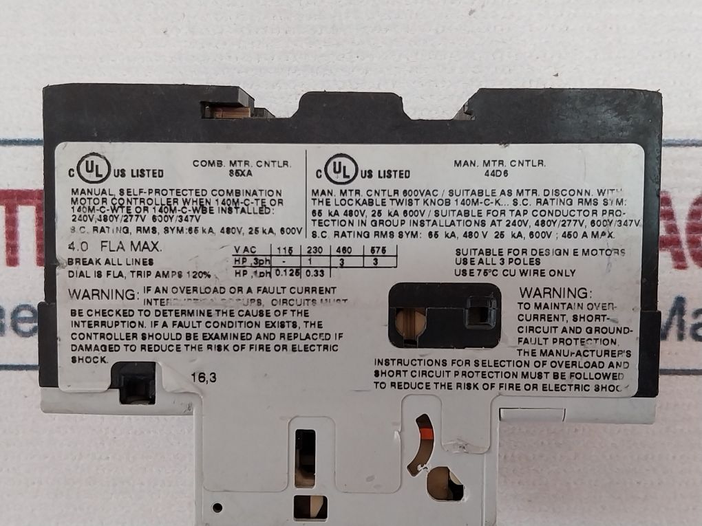 Allenbradley Rockwell Automation 140mc2eb40 Motor Protection Circuit