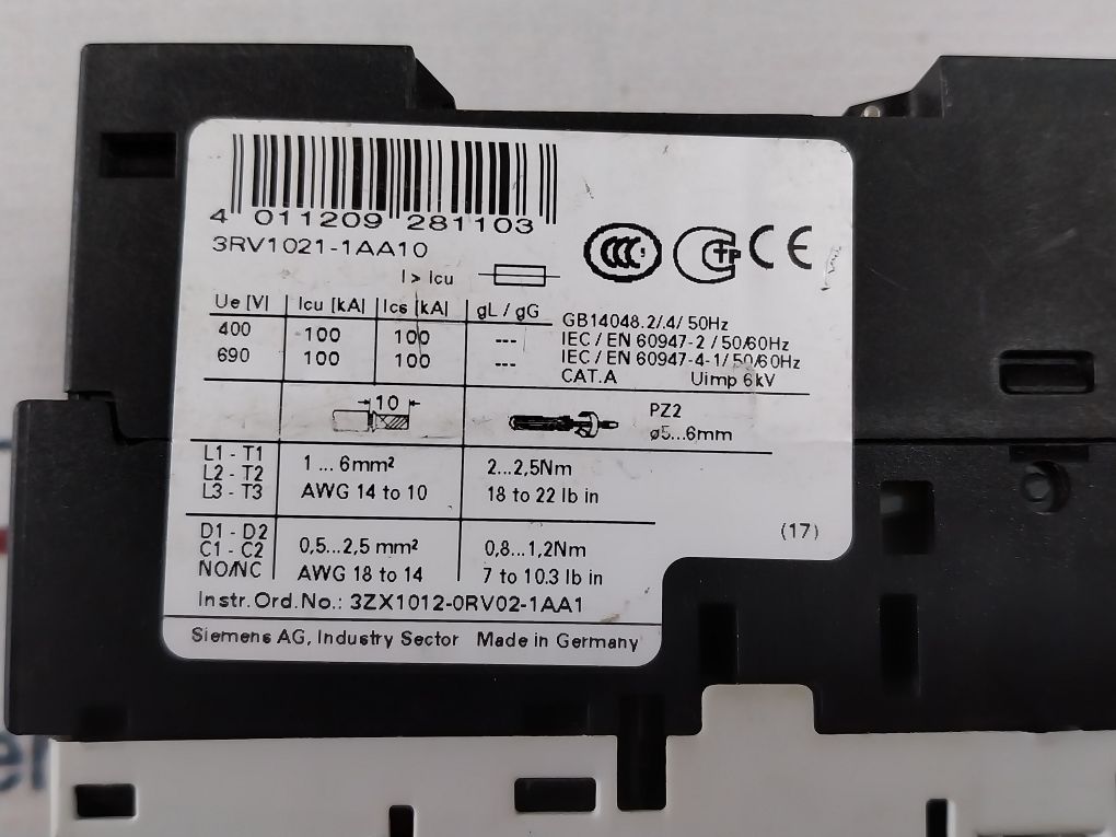 Siemens Sirius 3rv1021-1aa10 Circuit Breaker - Image 11