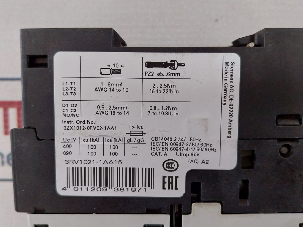 Siemens Sirius 3rv1021-1aa15 Circuit Breaker - Image 9
