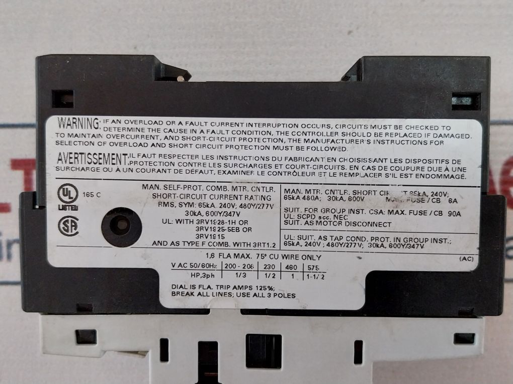 Siemens Sirius 3rv1021-1aa15 Circuit Breaker - Image 10