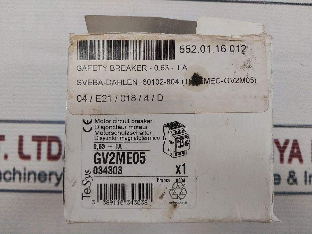 Telemecanique Schneider Gv2me05/0.63-1a Motor Protection Circuit Breaker - Image 10