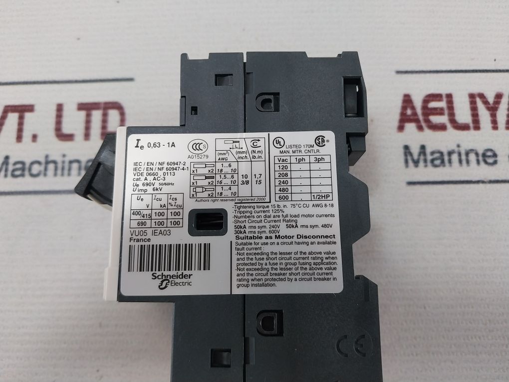 Telemecanique Schneider Gv2me05/0.63-1a Motor Protection Circuit Breaker - Image 9