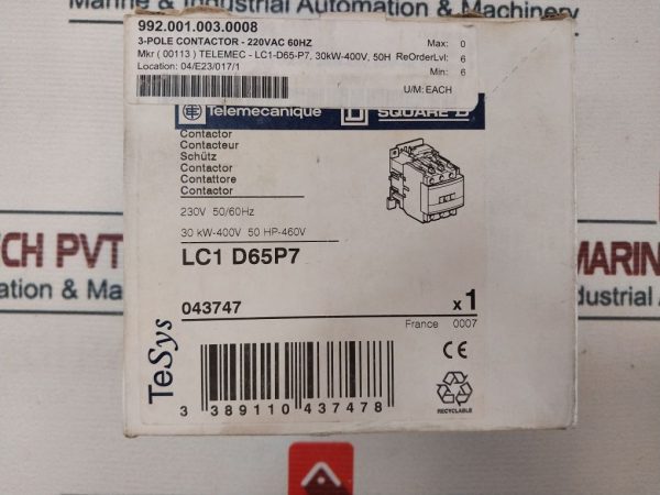Telemecanique/Square D Lc1 D65p7 3-pole Contactor - Image 12