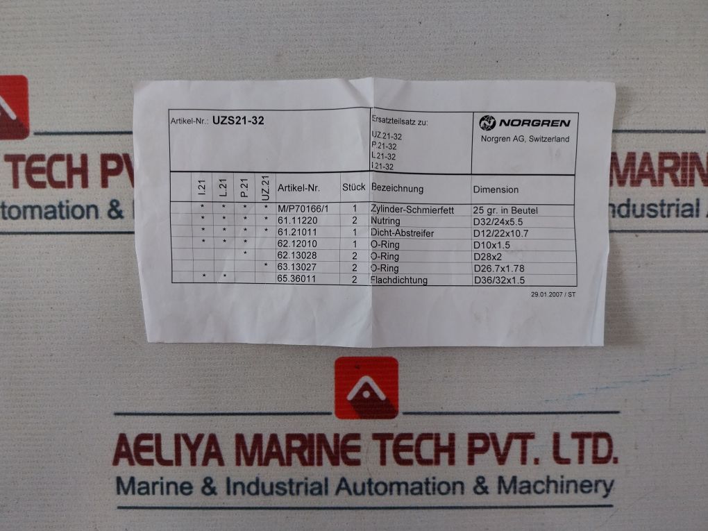Norgren Uzs21-32 Seal Kit - Image 9