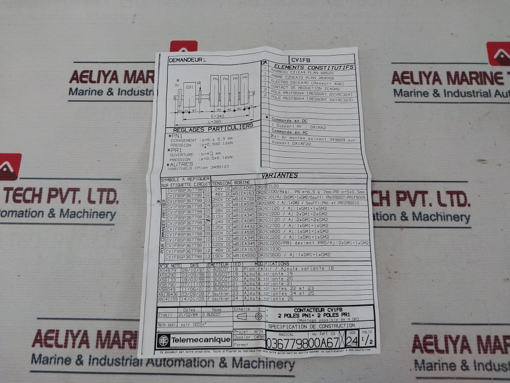 Schneider Electric Telemecanique Cv1fb Power Contactor 690v - Image 17