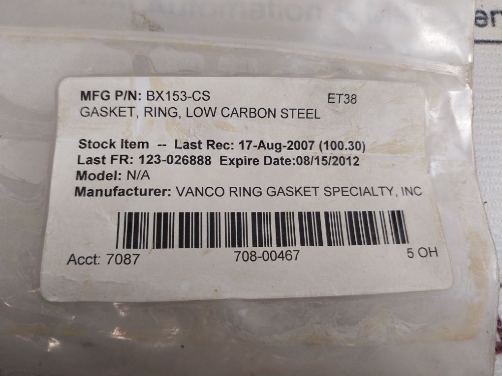 Vanco Bx153s4 Gasket Ring Aeliya Marine