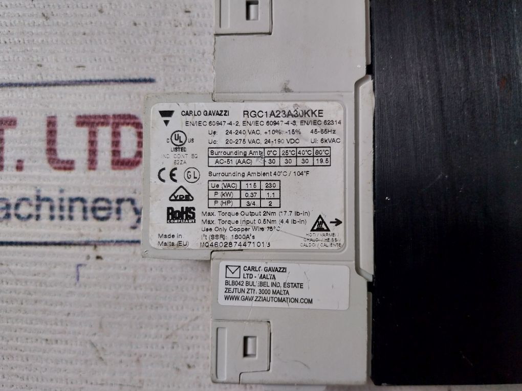 Carlo Gavazzi Rgc1a23a30kke Solid State Switch 46-65hz - Image 7