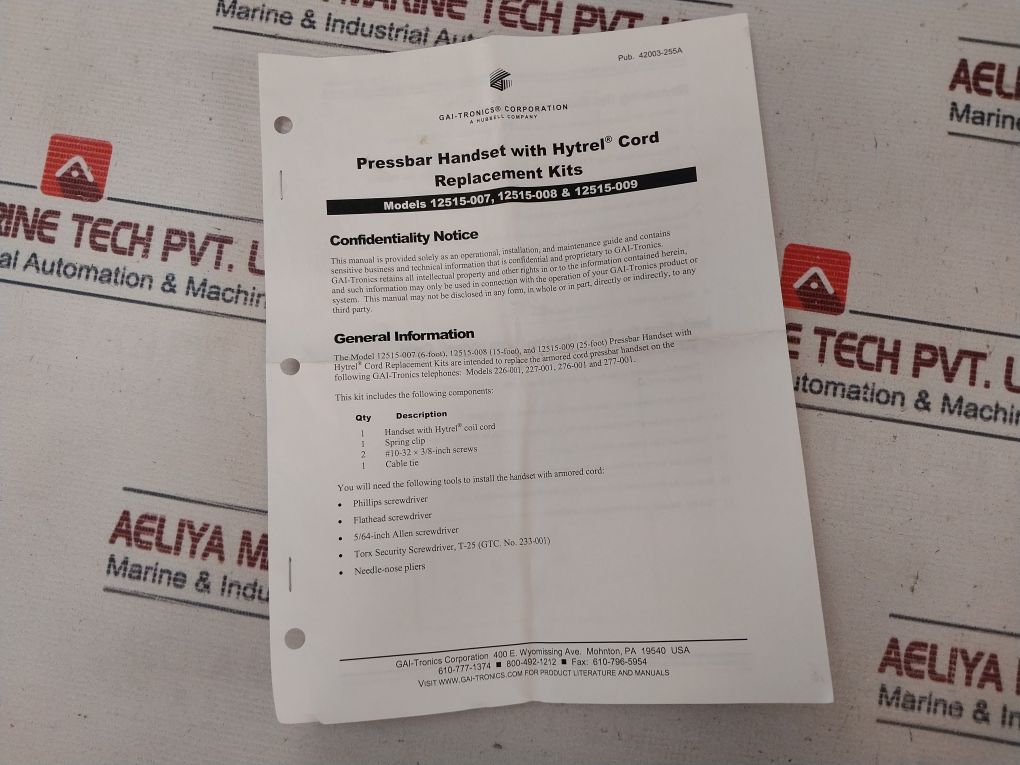 Gai-Tronics 12515-007 Pressbar Handset With (6-Foot) Hytrel Cord Kit - Image 12