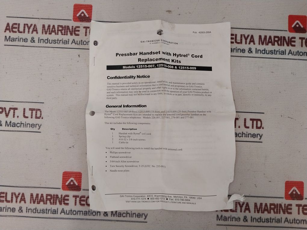 Gai-Tronics 12515-007 Pressbar Handset With (6-Foot) Hytrel Cord Kit - Image 13