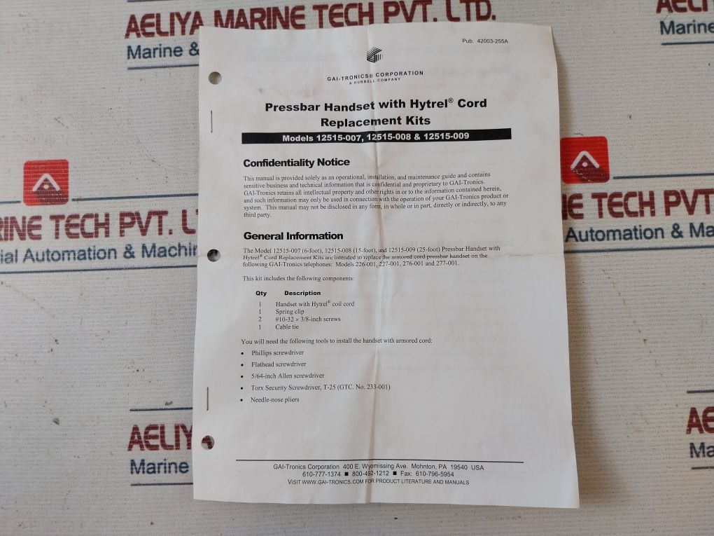 Gai-tronics 12515-007 Pressbar Handset With Hytrel Cord - Image 13