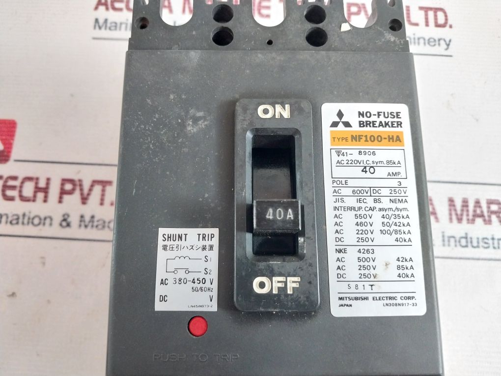 Mitsubishi Nf100ha 3 Pole Nofuse Circuit Breaker Aeliya Marine