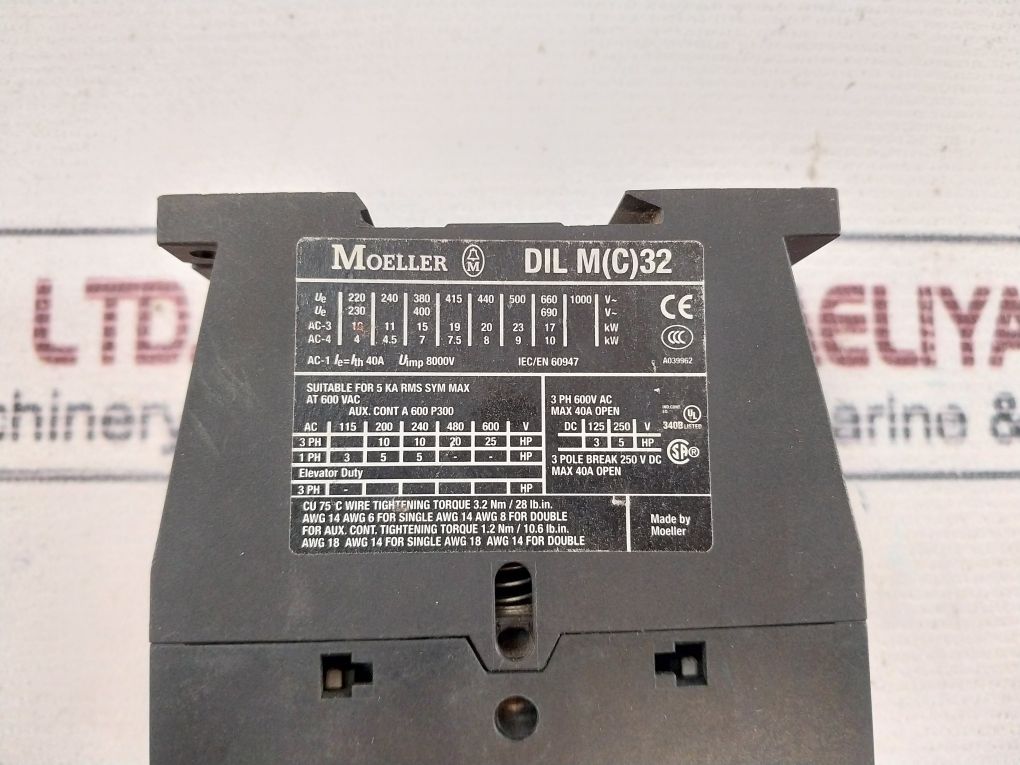 Moeller Dil M 32-01 3 Pole Contactor 600 Vac - Image 8