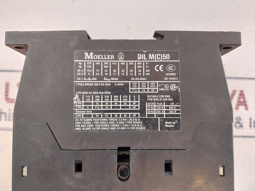 Moeller Dil M(C) 50 3 Pole Contactor - Image 9
