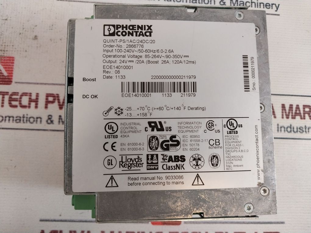 Phoenix Contact Quint-Ps/1ac/24dc/20 Power Supply 2866776 - Image 8