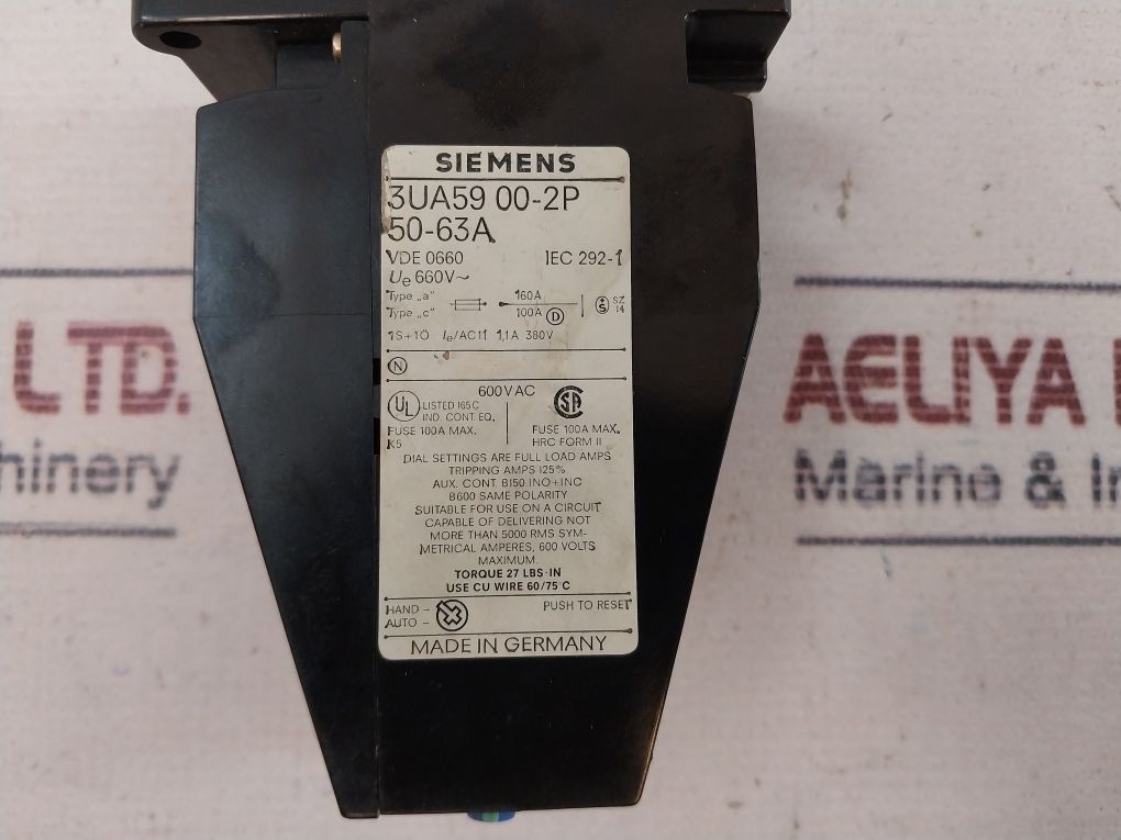 Siemens 3ua59 00-2p Overload Relay 600vac - Image 9