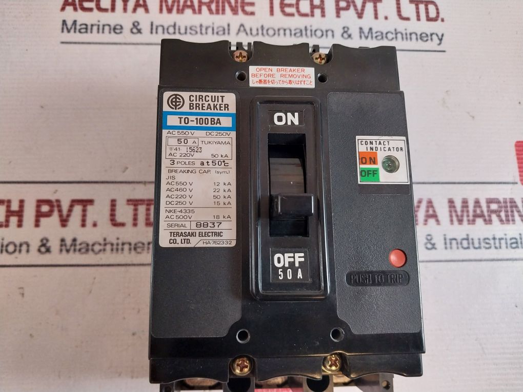 Terasaki T0-100ba 3 Pole No-fuse Circuit Breaker 50a - Image 8