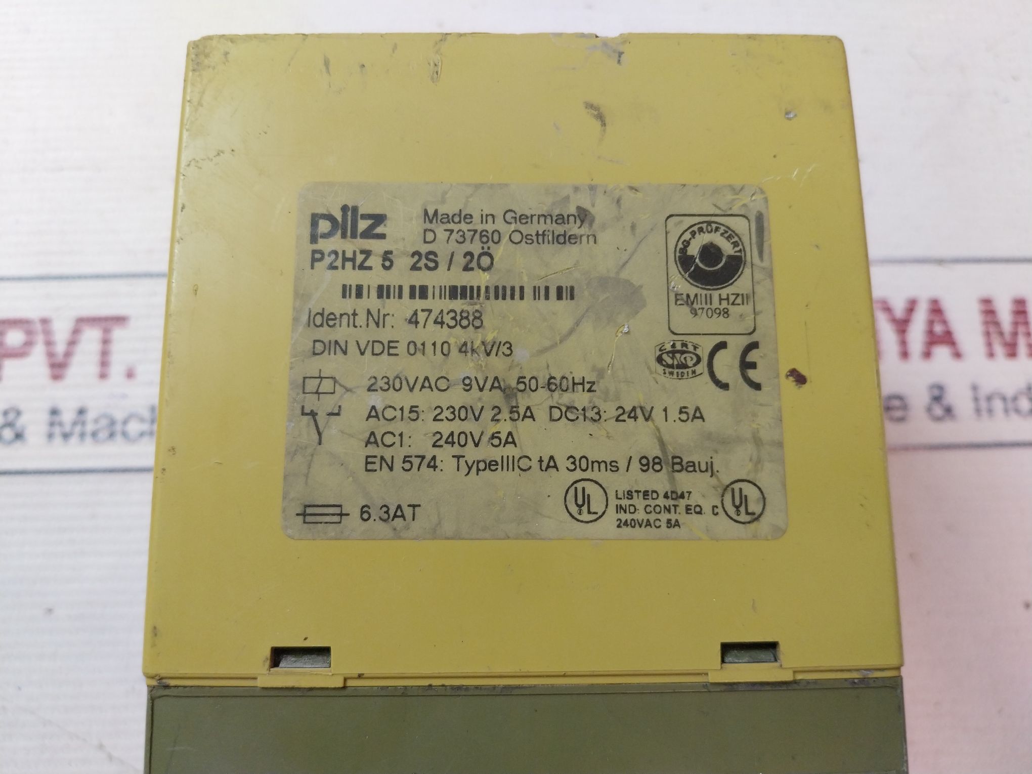 Pilz P2hz 5 2s/2o Safety Relay 230vac 9va 50-60hz - Image 7