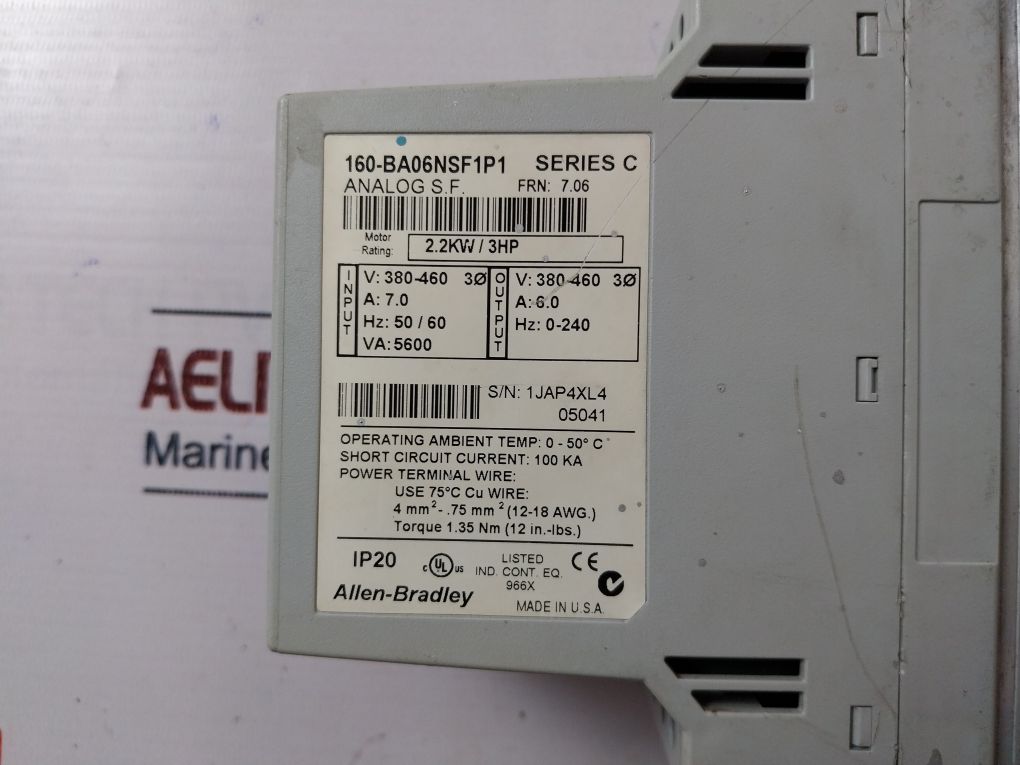 Allen-Bradley 160-Ba06nsf1p1 Speed Controller Drive - Image 6