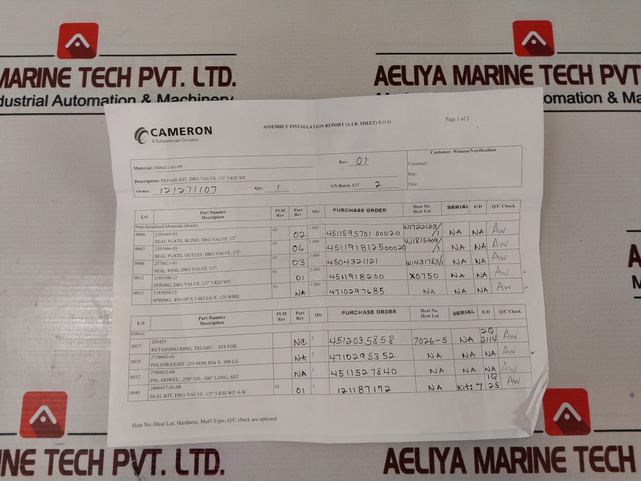 Cameron 2406437-01-99 Seal Valve Repair Kit - Image 28