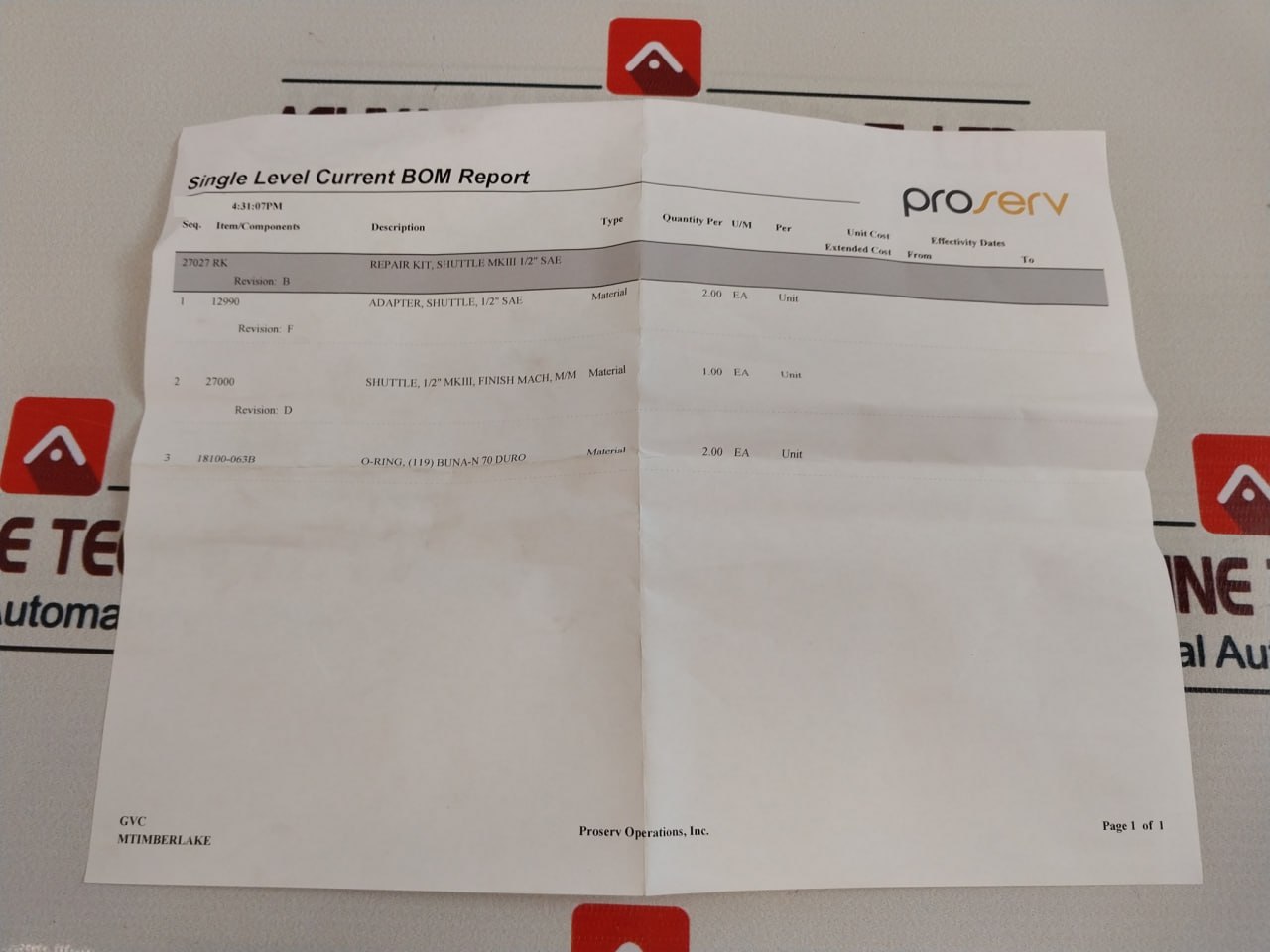 Proserv 27027 Rk Shuttle Valve Repair Kit - Image 16